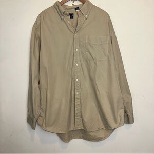 Vintage GAP Men’s SZ XL Classic Button Down Long Sleeve Khaki Made In Hong Kong